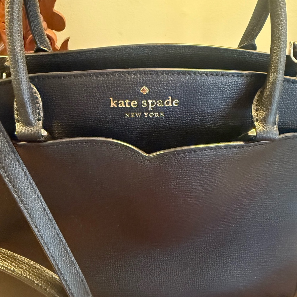 kate spade Black Leather Structured Tote with Shoulder Strap - Picture 4 of 10